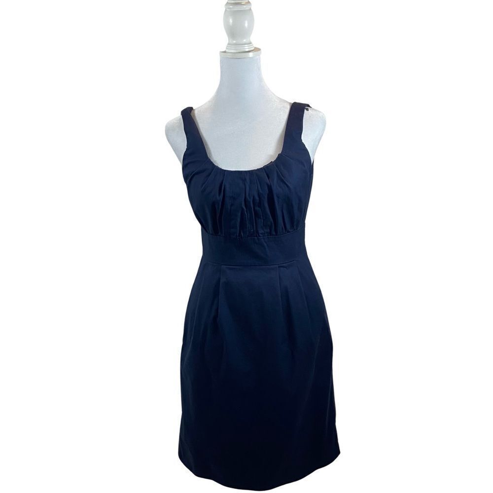 J Crew Factory Navy Blue Cotton‎ Poplin Sydney Sleeveless Midi Dress Size 0